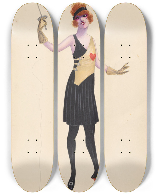 Triptych art skateboard deck of Will R Barnes Fencing 19 by Will R Barnes (1939)