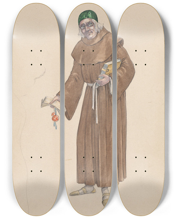 Triptych art skateboard deck of Will R Barnes Wisdom by Will R Barnes (1939)