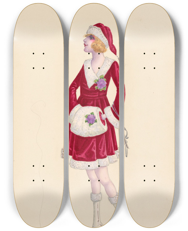 Triptych art skateboard deck of Will R Barnes Skater 2 by Will R Barnes (1939)