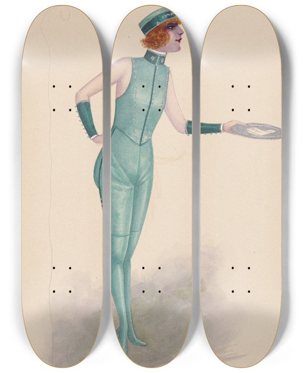 Triptych art skateboard deck of Will R Barnes The Bellboys 7 by Will R Barnes (1939)