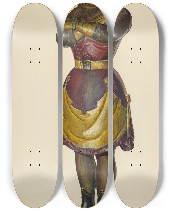 Triptych art skateboard deck of Stanley Mazur Cigar Store Indian_1 by Stanley Mazur