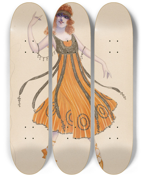 Triptych art skateboard deck of Will R Barnes The Hours6 Am by Will R Barnes (1939)