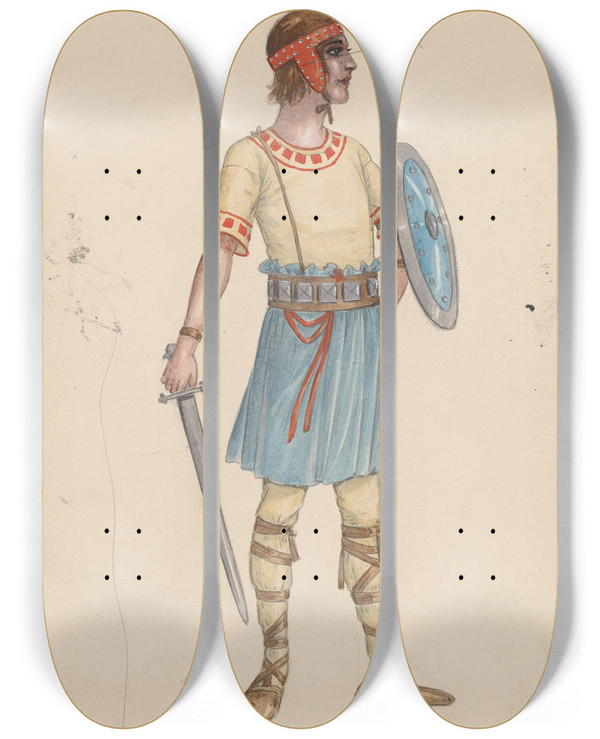 Triptych art skateboard deck of Will R Barnes Courage by Will R Barnes (1939)