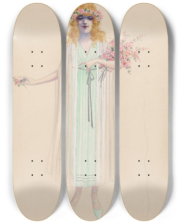 Triptych art skateboard deck of Will R Barnes Modesty10 by Will R Barnes (1939)