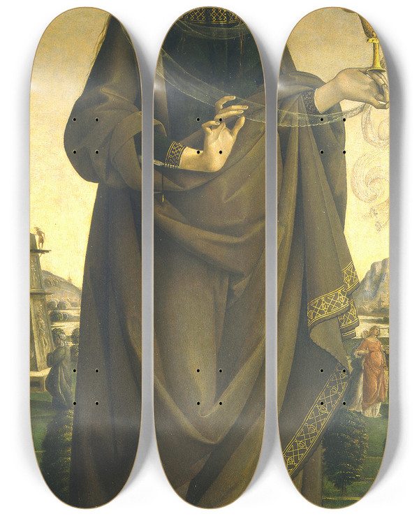 Triptych art skateboard deck of Master Of Griselda Artemisia by Master Of Griselda (1490-1500)