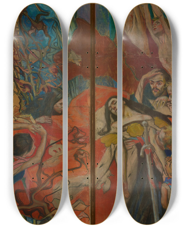 Triptych art skateboard deck of Stanisaw Wyspiaski Polonia by Stanislaw Wyspianski (1869-1907)