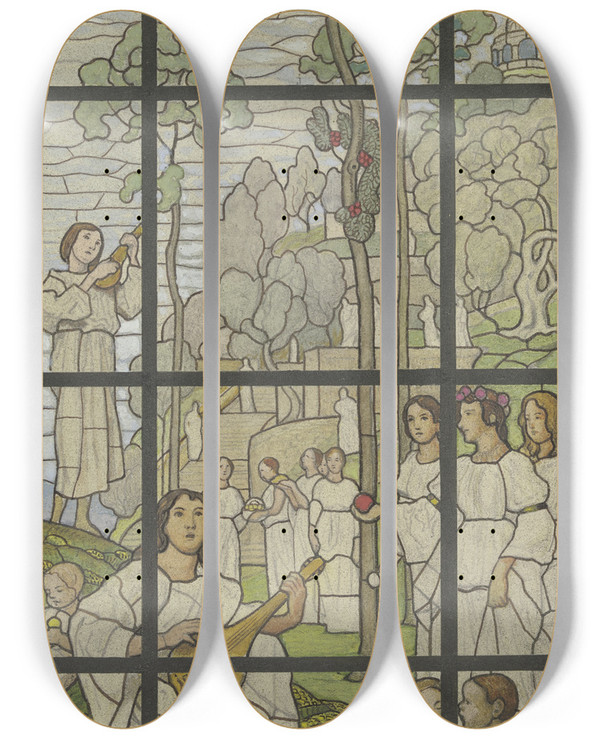 Triptych art skateboard deck of Wilhelm Ss The Blessed by Wilhelm Sus (1861-1933)