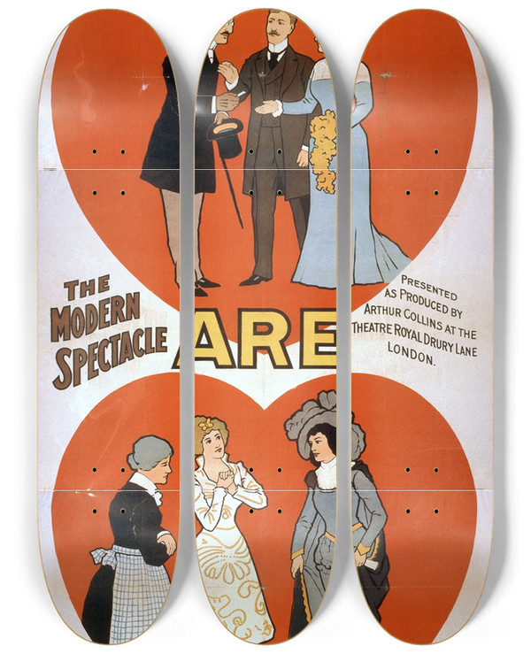 Triptych art skateboard deck of Strobridge And Co Hearts Are Trumps by Strobridge and Co (1910-1954)