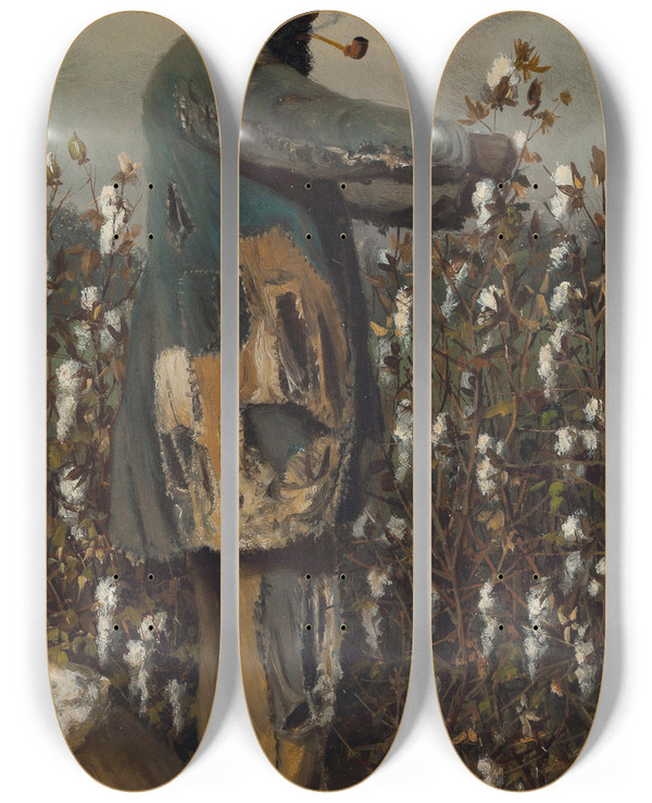 Triptych art skateboard deck of William Aiken Walker Cotton Picker Man by William Aiken Walker (1838-1921)