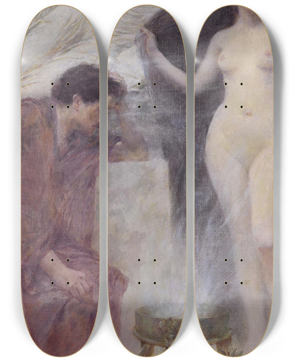 Triptych art skateboard deck of Karel Pillar Art by Karel Spillar (1871-1939)
