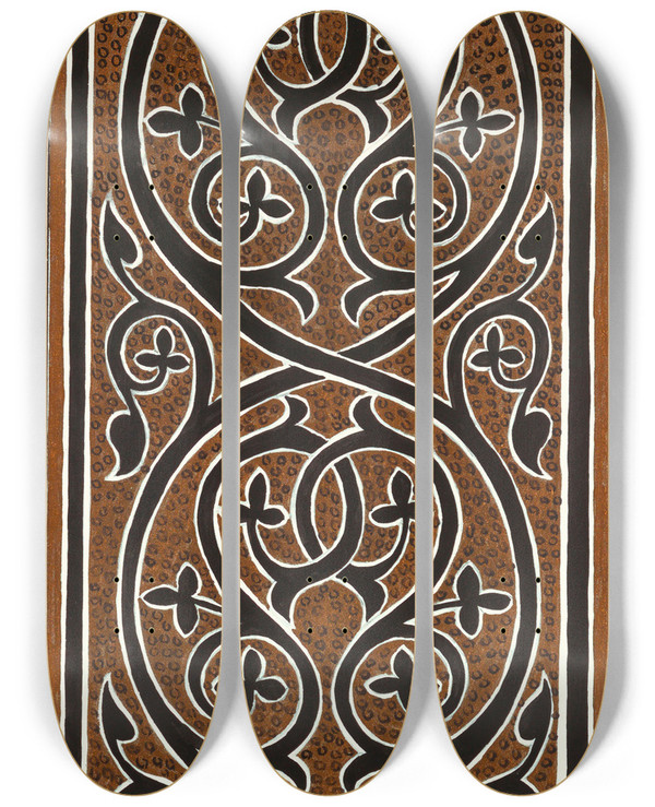 Triptych art skateboard deck of Elizabeth A Nedwill Byzantine Ornament by Elizabeth A Nedwill (19-)