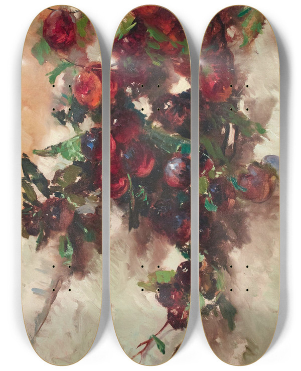 Triptych art skateboard deck of Giuseppe Palanti Stillleben Mit Frchten by Giuseppe Palanti (1881-1946)