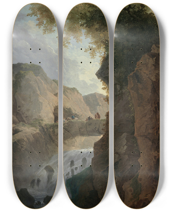 Triptych art skateboard deck of Hubert Robert The Dance by Hubert Robert (1733-1808)