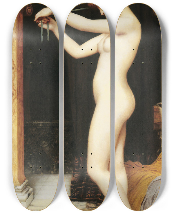 Triptych art skateboard deck of John William Godward Venus by John William Godward (1861-1922)