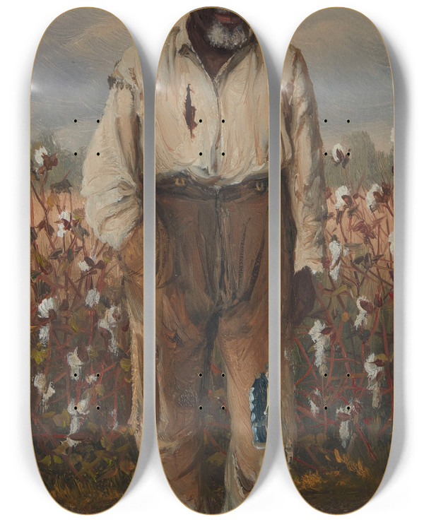 Triptych art skateboard deck of William Aiken Walker A Cotton Picker by William Aiken Walker (1838-1921)
