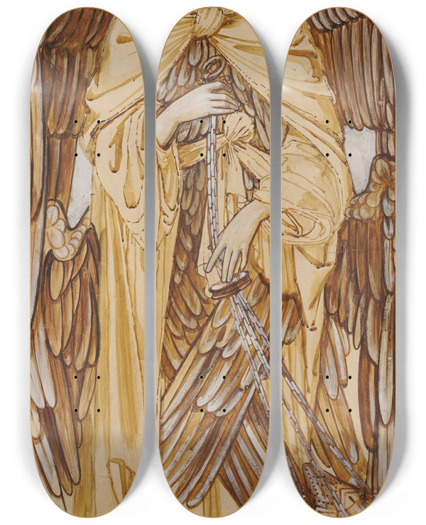 Triptych art skateboard deck of Sir Edward Coley Burnejones The Angels Of The Hierarchy Seraphim by Sir Edward Coley Burne-Jones (1833-1898)