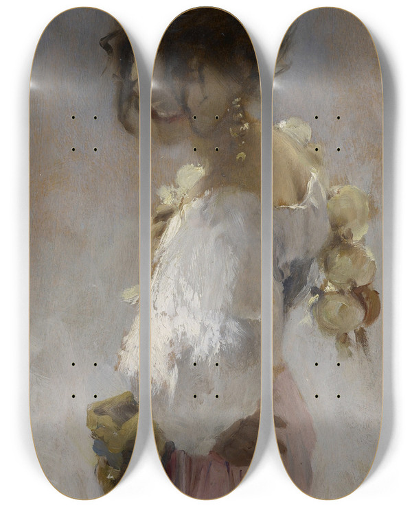 Triptych art skateboard deck of John Singer Sargent Rosina by John Singer Sargent (1856-1925)