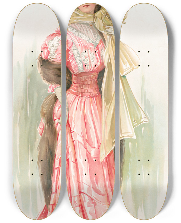 Triptych art skateboard deck of J Barrick The Favorite by J Barrick (19-20-)