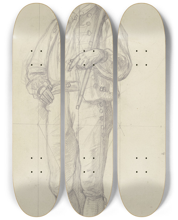 Triptych art skateboard deck of Jakob Becker Young Farmer_1 by Jakob Becker (1810-1872)
