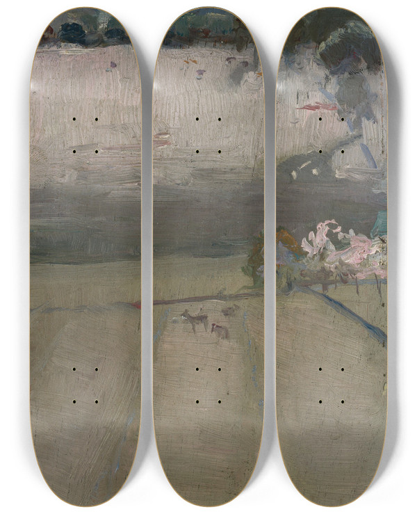 Triptych art skateboard deck of Charles Conder Riddells Creek by Charles Conder (1868-1909)