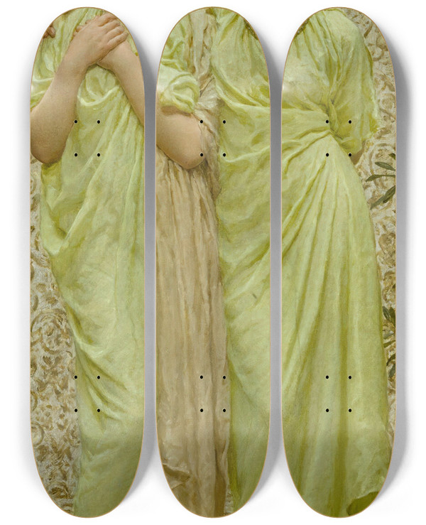 Triptych art skateboard deck of Albert Joseph Moore Topaz by Albert Joseph Moore (1841-1893)