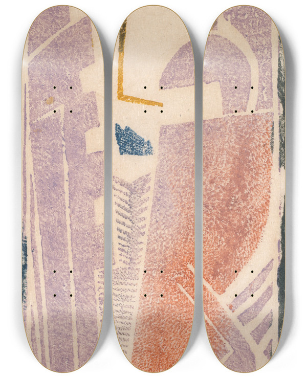 Triptych art skateboard deck of Max Weber Portrait by Max Weber (1881-1961)
