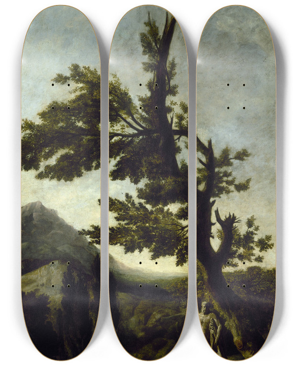 Triptych art skateboard deck of Hubert Robert Hercule Farnse by Hubert Robert (1733-1808)