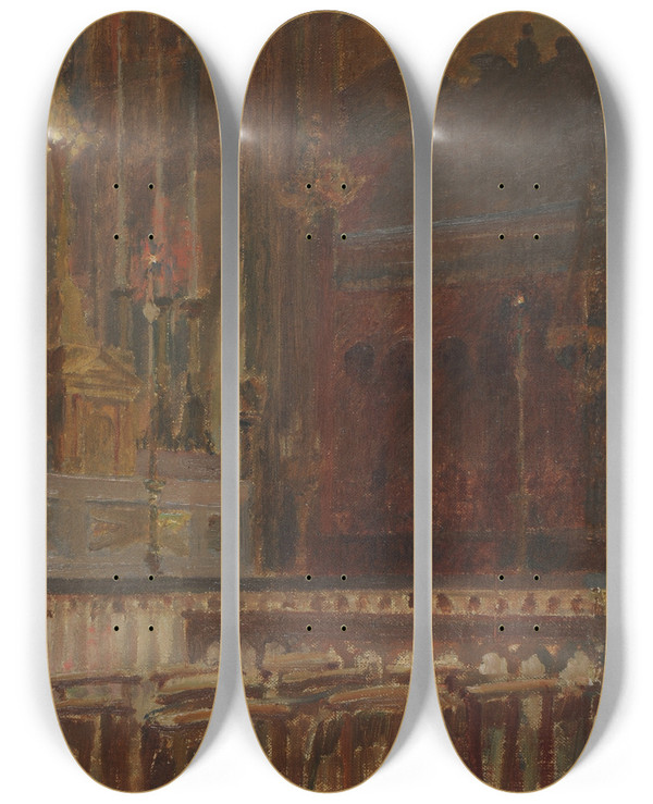 Triptych art skateboard deck of Charles Marie Dulac Chapelle Saintgermaindesprs_1 by Charles Marie Dulac (1865-1898)