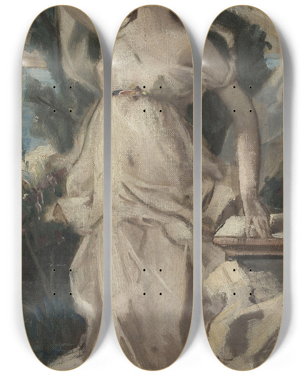 Triptych art skateboard deck of Louishctor Leroux Lloquence by Louis-Hctor Leroux (1829-1900)