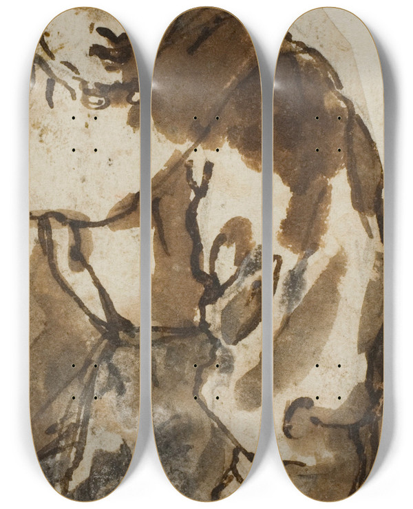 Triptych art skateboard deck of Andrea Lilio Monk Turning Sideways by Andrea Lilio (1555-1642)