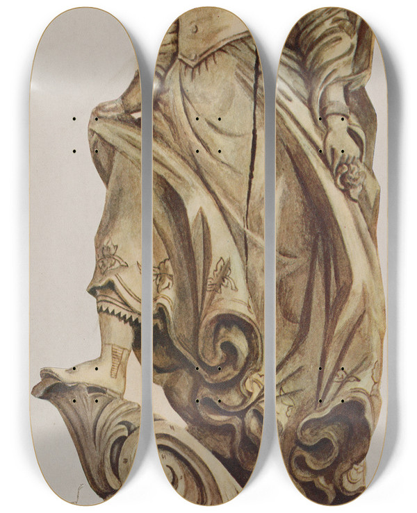 Triptych art skateboard deck of American 20Th Century Figurehead_8 by American 20Th Century