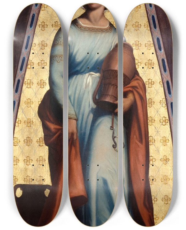 Triptych art skateboard deck of Jeanfranois Brmond Temperantia by Jean-Franois Brmond (1807-1868)
