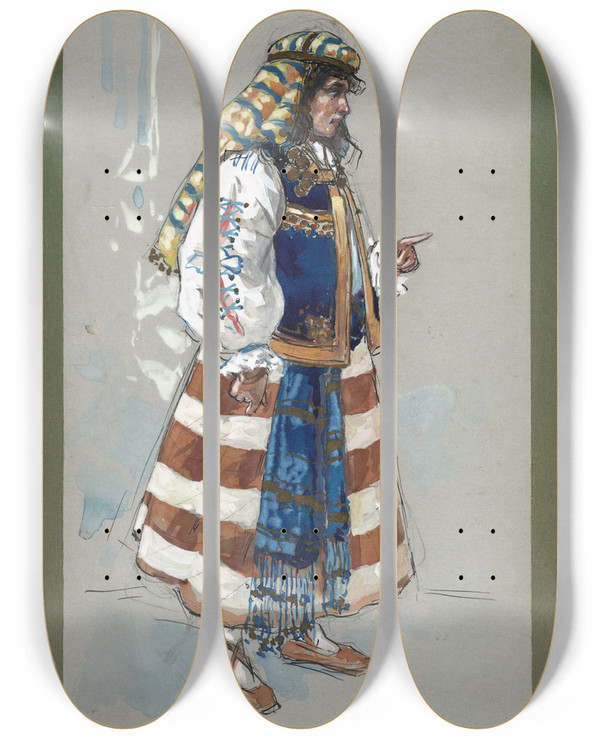 Triptych art skateboard deck of Plinio Codognato Dysona Mezzo Soprano by Plinio Codognato (1878-1940)