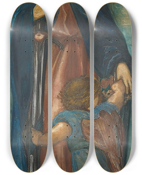 Triptych art skateboard deck of Sir Edward Coley Burnejones St Dorothy by Sir Edward Coley Burne-Jones (1833-1898)