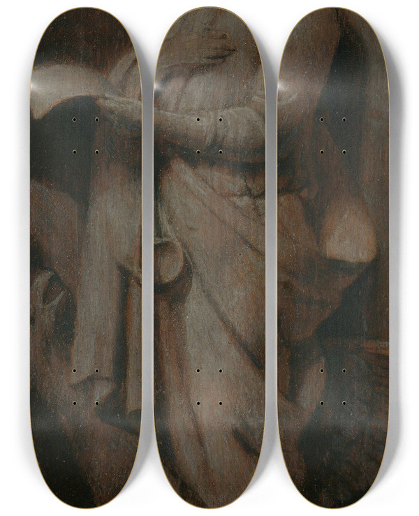 Triptych art skateboard deck of Caesar Van Everdingen Vier Evangelisten Johannes by Caesar Van Everdingen (1617-1678)