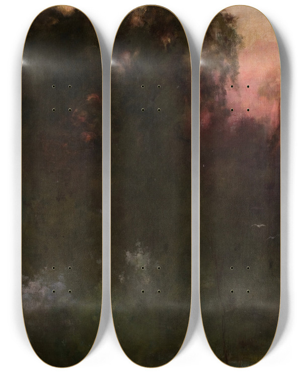 Triptych art skateboard deck of Witold Pruszkowski Dawn by Witold Pruszkowski (1846-1896)
