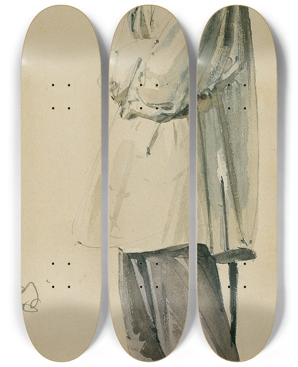Triptych art skateboard deck of Joseph Selleny Chinese_1 by Joseph Selleny (1824-1875)