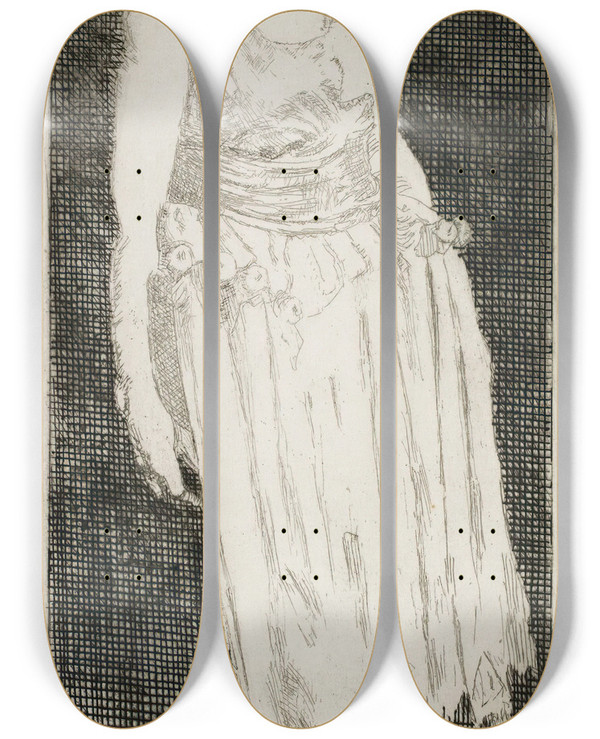 Triptych art skateboard deck of Walter Richard Sickert Youd Be Surprised by Walter Richard Sickert (1860-1942)