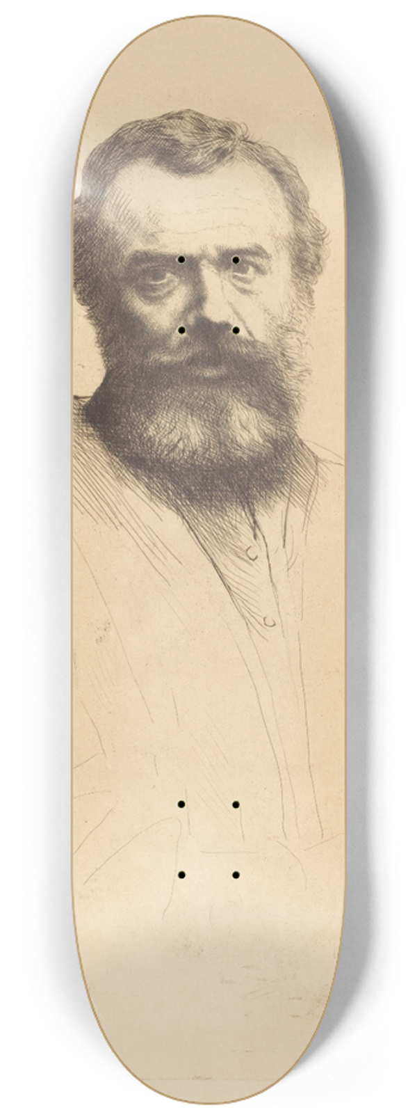 Alphonse Legros - Self-Portrait, 3rd plate 8.25 inch art skate deck