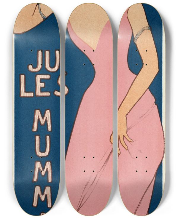 Triptych art skateboard deck of Maurice Ralierdumas Champagne Jules Mumm by Maurice Ralier-Dumas (1860-1928)