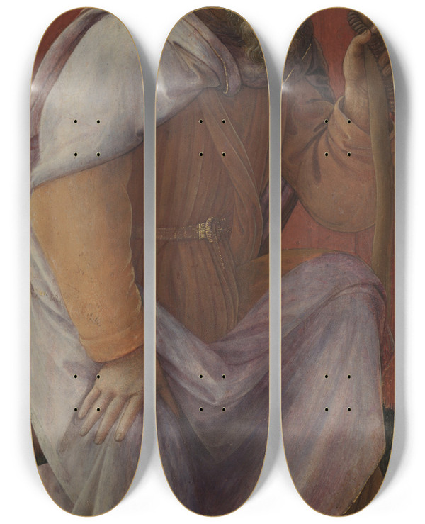 Triptych art skateboard deck of Filippino Lippi St Anthony Abbot by Filippino Lippi (1457-1504)