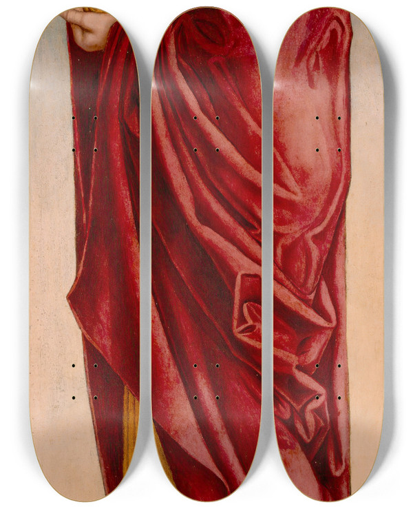 Triptych art skateboard deck of Andrea Da Murano The Mourning Saint John by Andrea da Murano (1463-1502)