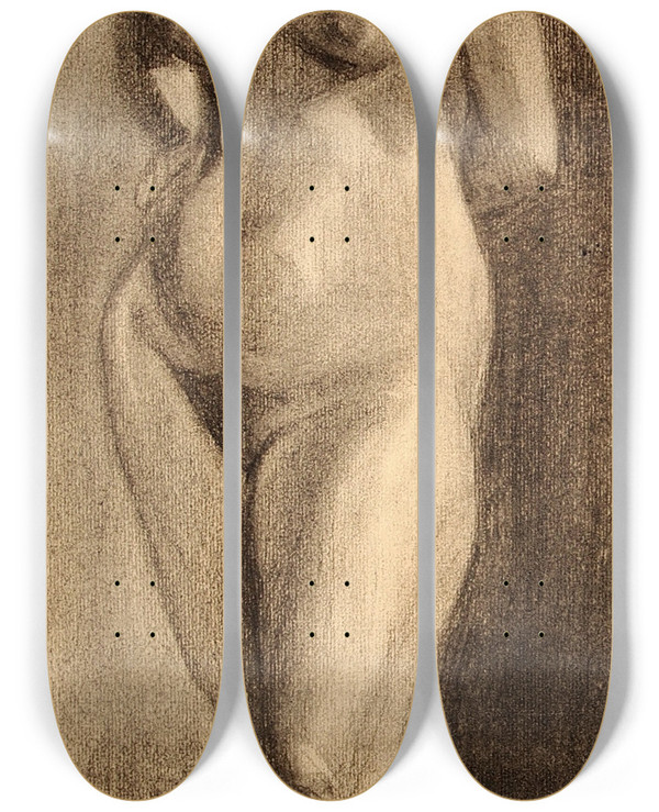 Triptych art skateboard deck of Lilly Walther Seisev Naisakt_2 by Lilly Walther (1866-1946)