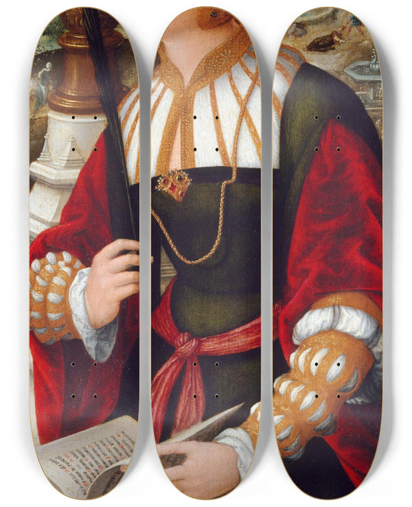 Triptych art skateboard deck of Jean Bellegambe Saint Barbara by Jean Bellegambe (1470-1535)