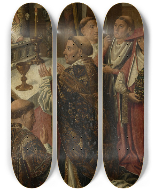 Triptych art skateboard deck of Master Of The Morrison Triptych The Mass Of St Gregory by Master of the Morrison Triptych