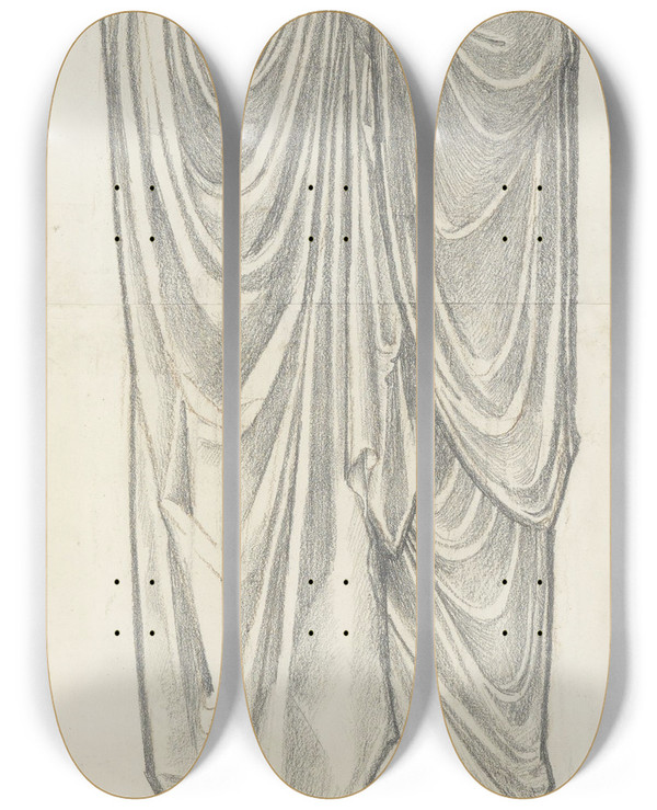 Triptych art skateboard deck of Sir Edward Coley Burnejones St Mary The Virgin by Sir Edward Coley Burne-Jones (1833-1898)