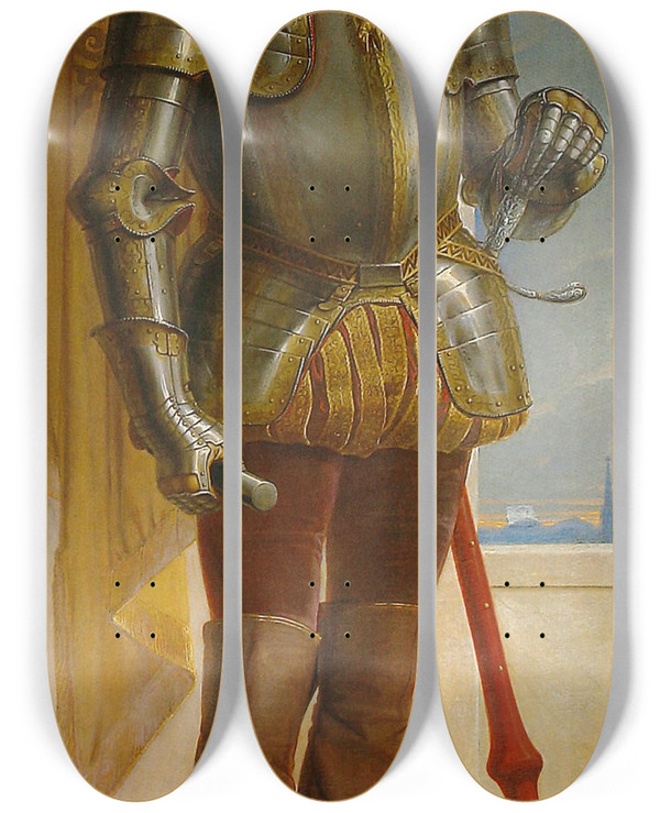 Triptych art skateboard deck of Eduard Von Steinle Ferdinand Iii by Eduard Von Steinle (1810-1886)