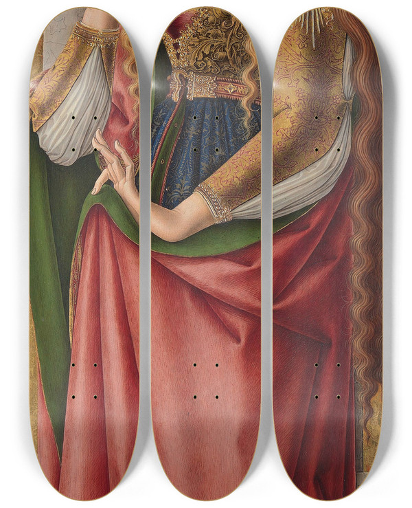 Triptych art skateboard deck of Carlo Crivelli Mary Magdalene by Carlo Crivelli (1430-1495)