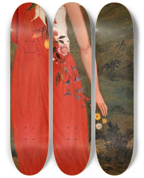 Triptych art skateboard deck of Paul Czanne Les Quatre Saisons Le Printemps by Paul Cezanne (1839-1906)