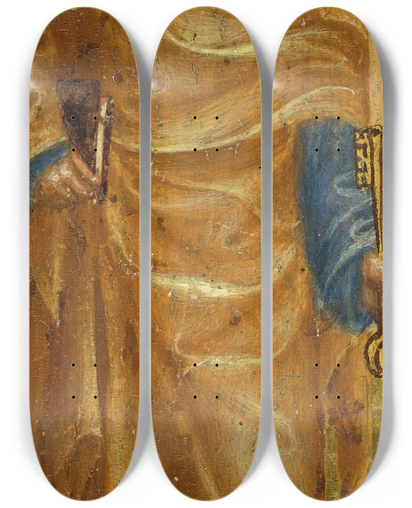 Triptych art skateboard deck of Gentile Da Fabriano Saint Peter by Gentile da Fabriano (1370-1427)